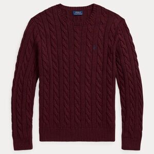 Ralph Lauren Men's Cable Knit Sweater - Deep Red/Burgandy